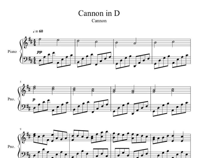 Canon in D - Piano Music Sheets Download by Johann Pachelbel - Original ...