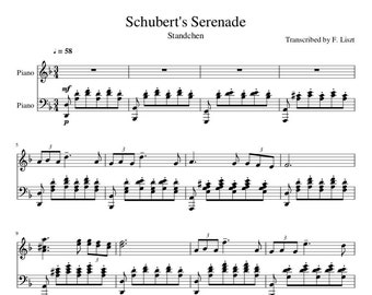 Schubert's Serenade - Piano Music Sheets Download by Schubert - Standchen - Original Version