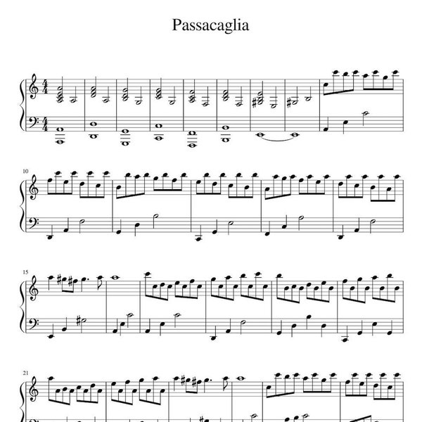 Passacaglia - Handel/Halvorsen - Piano Music Sheets Download - Complete Version
