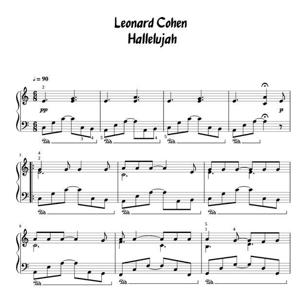 Hallelujah - Leonard Cohen (Easy Piano) - Piano bladmuziek downloaden