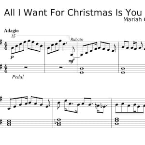 All I Want For Christmas Is You (Easy Piano) - Christmas Piano Sheet Music Download - Complete Original Version
