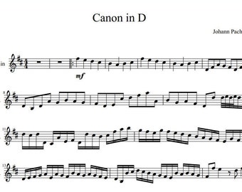 Canon In D - Violin Solo Music Sheets Download by Johann Pachelbel - Original Version