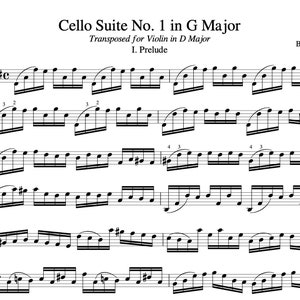 バッハ ヴァイオリンのための無伴奏チェロ組曲第1番 - 楽譜のダウンロード