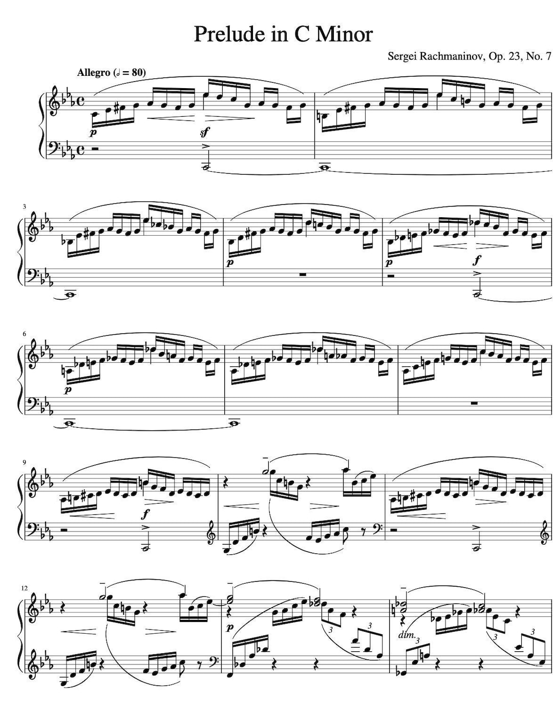 Rachmaninoff - Prelude in C Sharp Minor (op. 3 No. 2) - Piano Sheet Music Download - Origianl ...