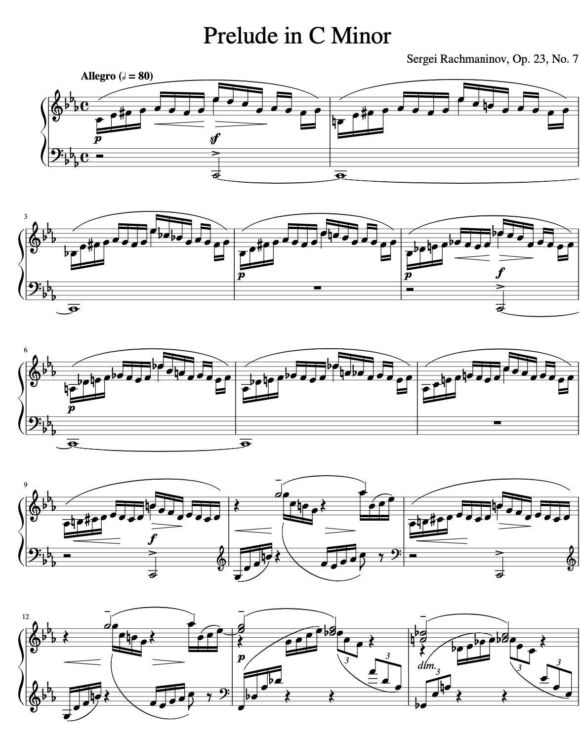Rachmaninoff - Prelude in C Sharp Minor (op. 3 No. 2) - Piano Sheet