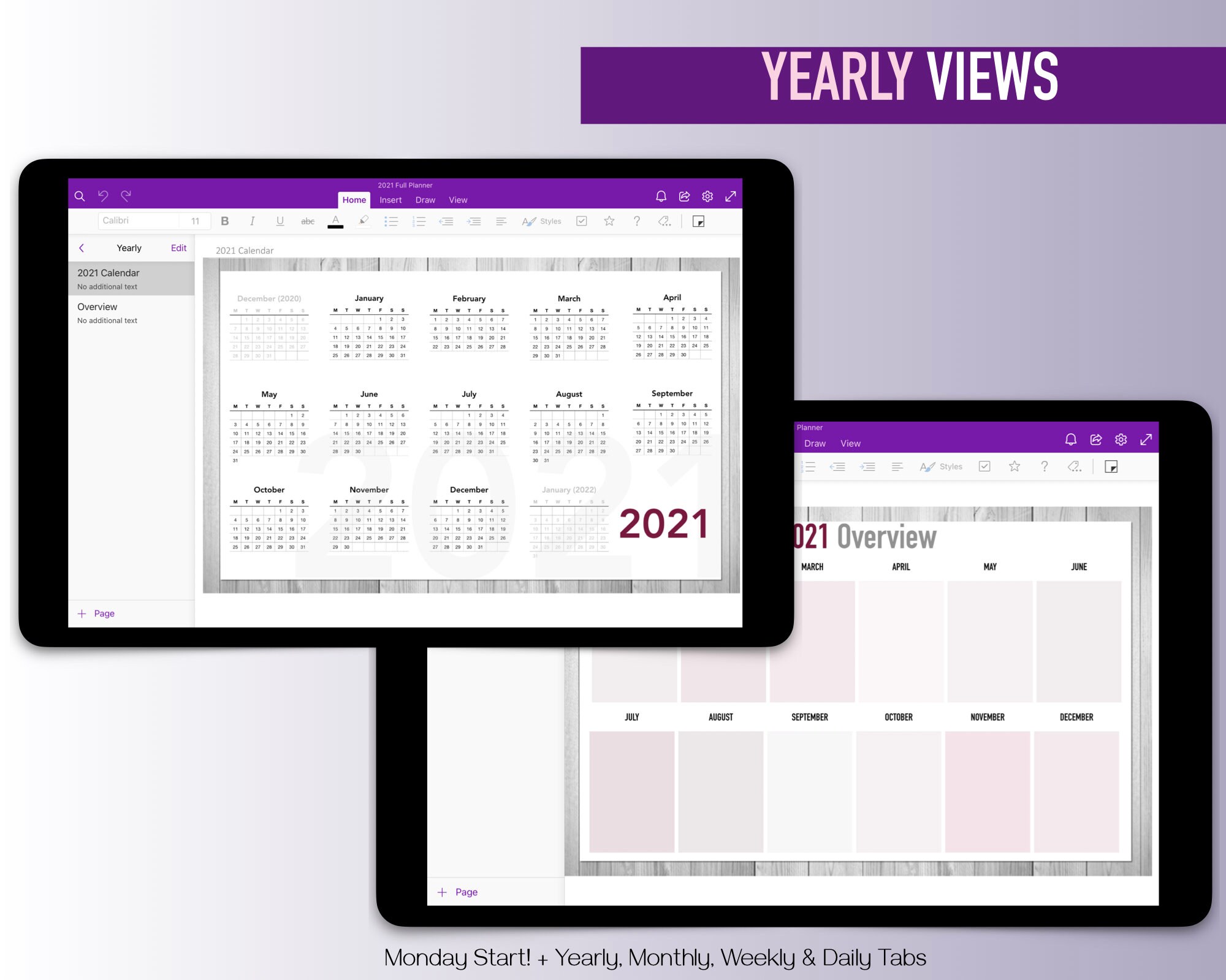 2021 ONENOTE Digital Planner Monday Start BONUS Etsy