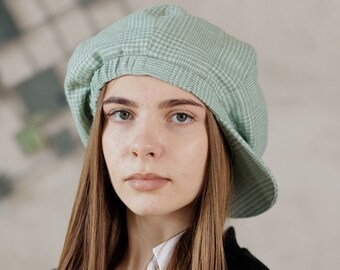 Jacquard Linen Newsboy Cap, Women's Beret
