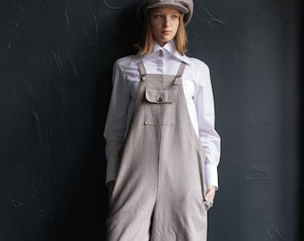 salopette pour femme, combinaison en lin pour femme, combinaison pour femme, combinaison grande taille, barboteuse pour femme, combinaison sans manches en lin, tenues d&#39;automne