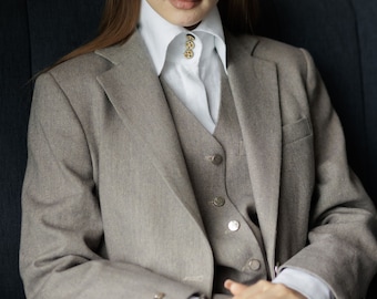 Women's Autumn Jacket, Linen blazer for women, Fall Outfits, Women Plus-Size Clothing, linen jackets, fall fashion, jacquard grey blazer