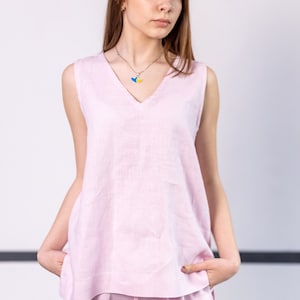 Camiseta de lino clásica sencilla sin mangas/Camiseta de lino sin mangas/Camiseta de lino lencero