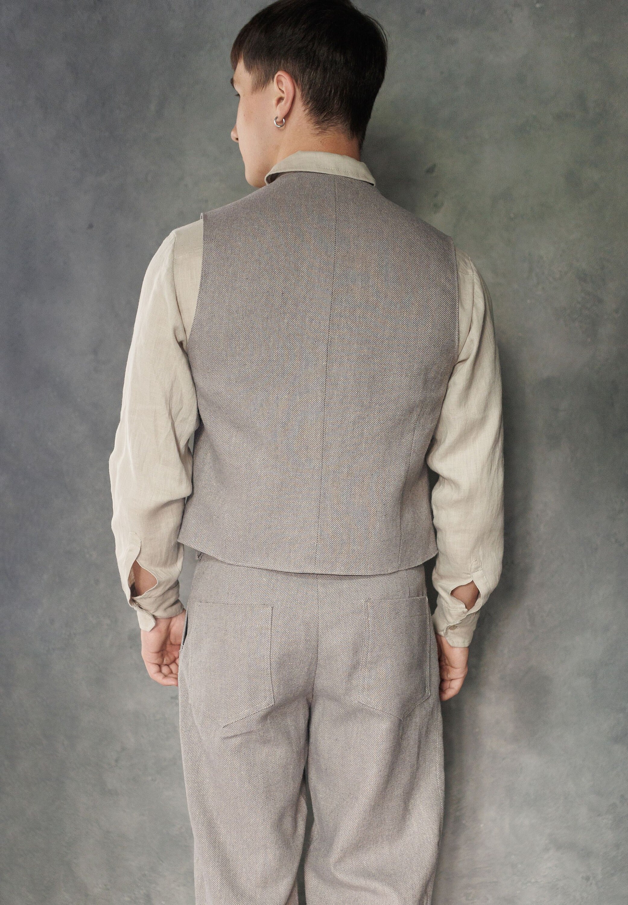 Jacquard Linen Vest, Fall Outfits, Men's Linen Vests, Vests for Men, Plus Size Clothing, Gift