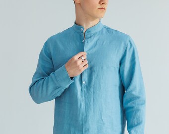 Men's linen shirt, Shirt for men, Lightweight shirts, Linen clothes, Gift for him, blue men's shirt, Men's summer shirt, Men's casual shirts