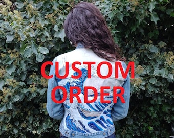 Hand Painted Denim Jacket I Unique wearable art I Upcycled Denim Jacket