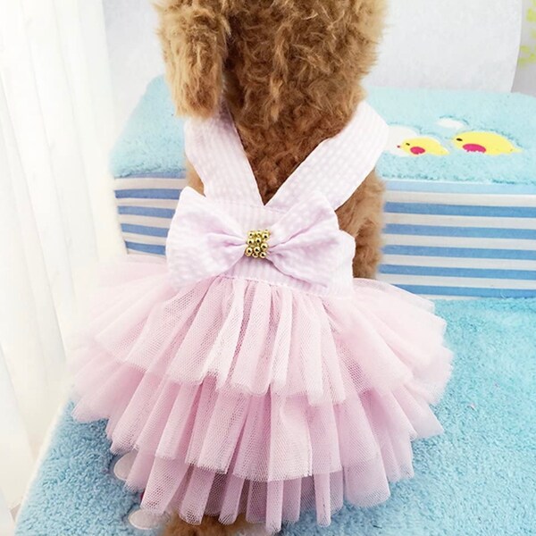 Dog/Cat Pink Tutu Bow Dress