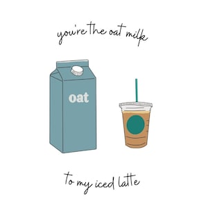 Havermelk Latte Anniversary Card - Leuke vriendschapskaart - Grappige kaart - Handgemaakte kaart voor partner, vriendin, vriend, beste vriend