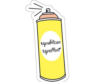 Pegatina de aerosol repelente republicano - Divertida calcomanía política liberal (3x3)
