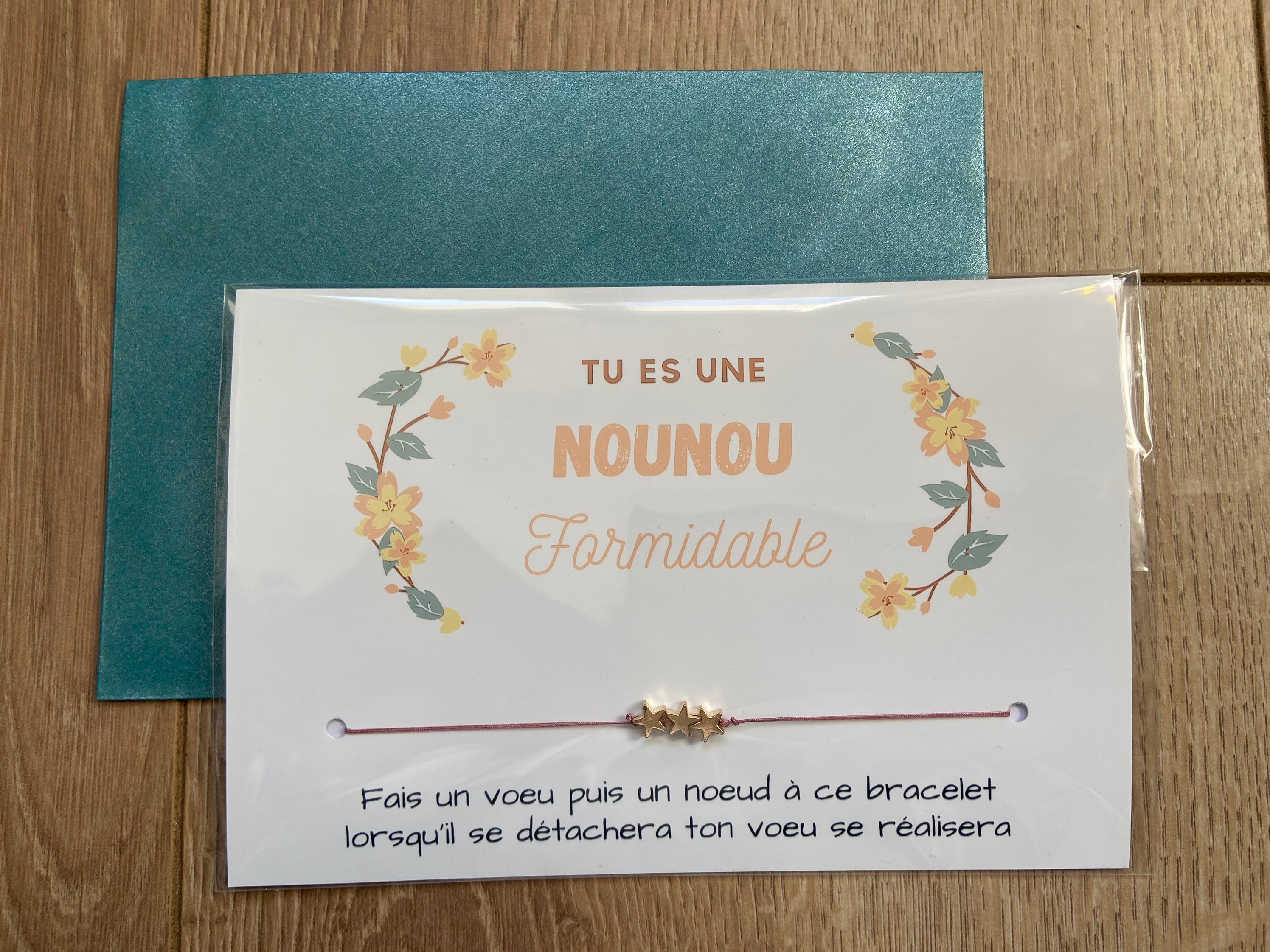 Cadeau Duo Chocolat Merci et Bracelet Jeton pour Nounou