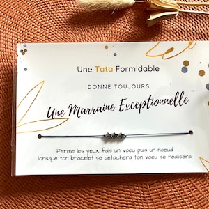 Carte Bracelet à vœu marraine exceptionnelle, bracelet à nouer sur une carte message