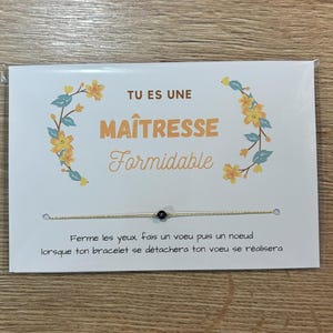 Bracelet à vœu Maîtresse formidable, bracelet à nouer sur une carte message