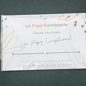 Carte Bracelet à vœu Papy exceptionnel, bracelet à nouer sur une carte message, idée annonce original pour futur papi