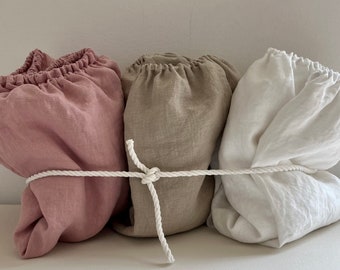 Blush Linen Toddler Bed Sheet – Organic Fitted Crib Sheet, Soft Breathable Kids Linen Bedding, Soft Pink Girls Bedding, Dusty Pink Nursery