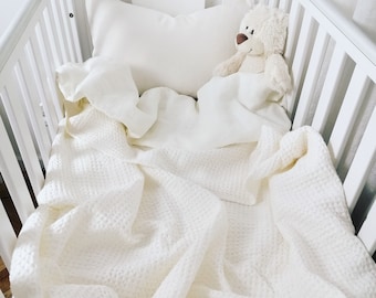 White Linen Kids Bedding. Eco-friendly Crib Bedding. Toddler Duvet and Pillow covers. Woodland Nursery Bedding. Organic Linen bedding.