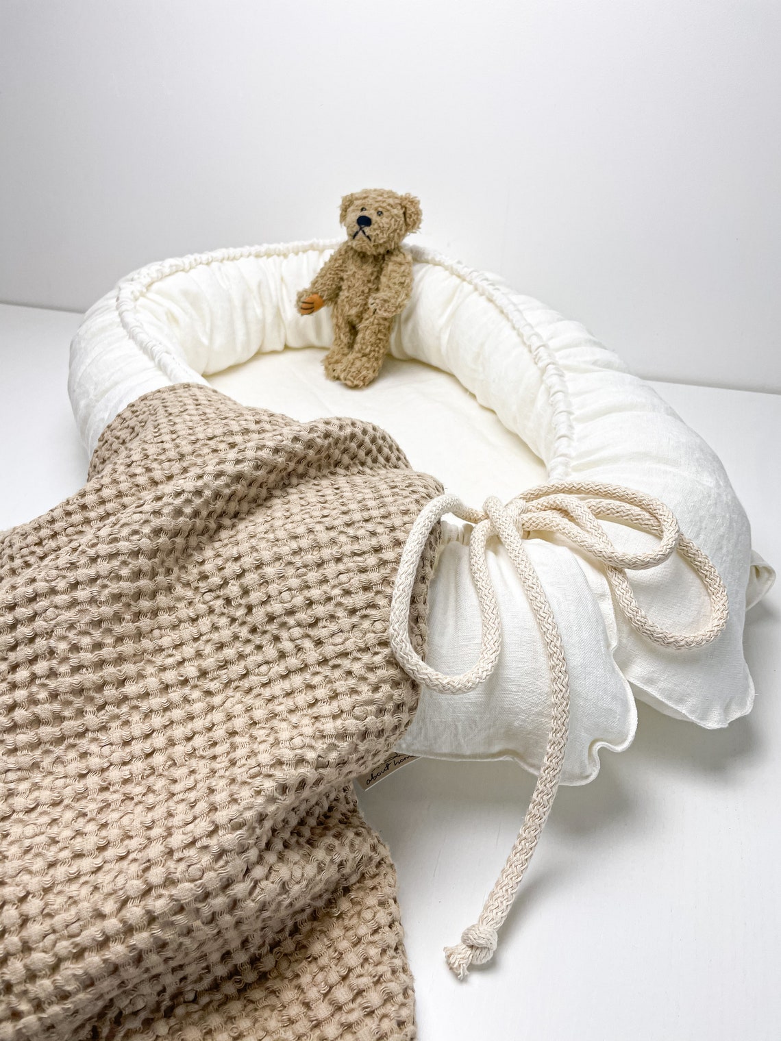 Organic Linen Baby Nest In White Handmade Reversible Baby Etsy