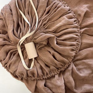 Moka Brown Linen Kids Canopy | Warm Earth Tone Nursery Canopy | Cocoa Reading Nook | Stonewashed Montessori Bed Hanging | Crib Curtains image 2