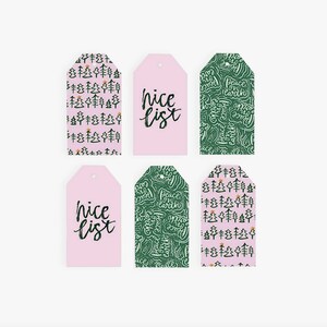 Conjunto de etiquetas de regalo navideño. Juego de etiquetas de regalo de Navidad de 6. Etiquetas de regalo minimalistas modernas. Etiquetas de regalo de Navidad. Etiquetas para bolsas de regalos navideños.