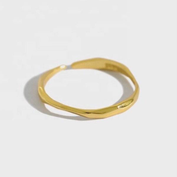 Minimal Ring, Gold Stacking Ring, Midi Adjustable Ring, Irregular Ring, Skinny Ring. Dainty Thin Ring, Bridesmaid Gifts.