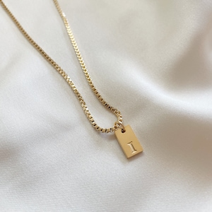 Dainty Engraved Initial Necklace. Dainty Letter Necklace. Engraved Letter Necklace. Initial Tag Necklace. Gift For Mom. Stocking Gifts