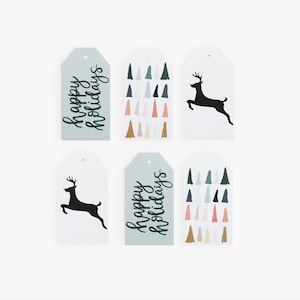 Ensemble d&#39;étiquettes cadeaux de vacances. Étiquettes cadeaux de Noël Ensemble de 6. Étiquettes cadeaux minimales modernes. Étiquettes cadeaux de Noël. Étiquettes pour sacs-cadeaux de Noël.