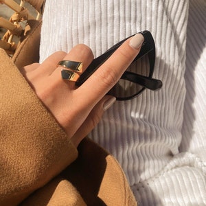 Fashion Rings, Vintage Ring. Statement Ring, Thick Ring, Gifts For Her, Fun Ring, Wide Gold Ring. Chunky Gold Plated Ring. image 2