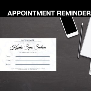 Cartões de consulta, modelo editável para impressão para próxima consulta, cartão de lembrete de consulta, cartões de visita, esteticista, Canva simples
