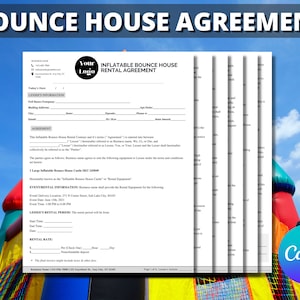 Inflatable Bounce House Rental Agreement, Bounce House Rental Contract, Liability Waiver, Inflatable Equipment Rental  Editable, Canva