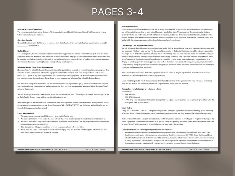 Inflatable Bounce House Rental Agreement Bounce House Rental Etsy