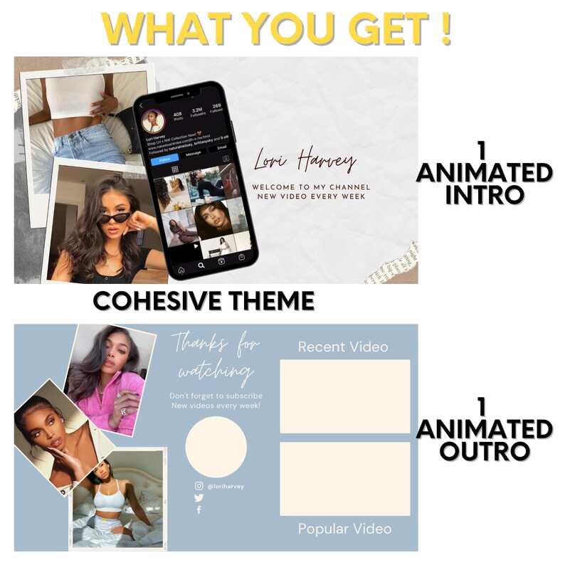 Yellow Outro Custom Animated Youtube Intro and Outro, Youtube Template Canva ...