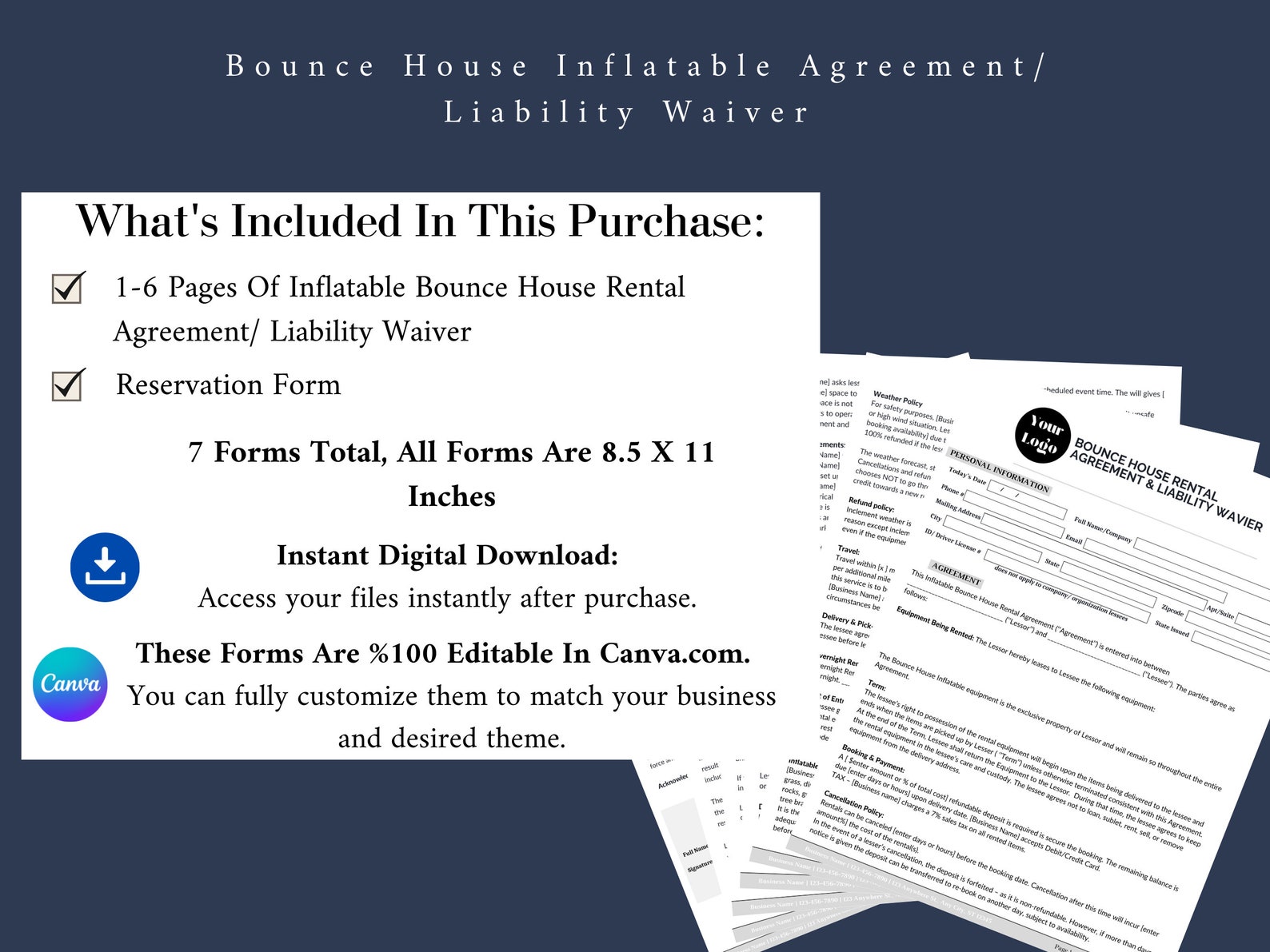Inflatable Bounce House Rental Agreement Bounce House Rental Etsy