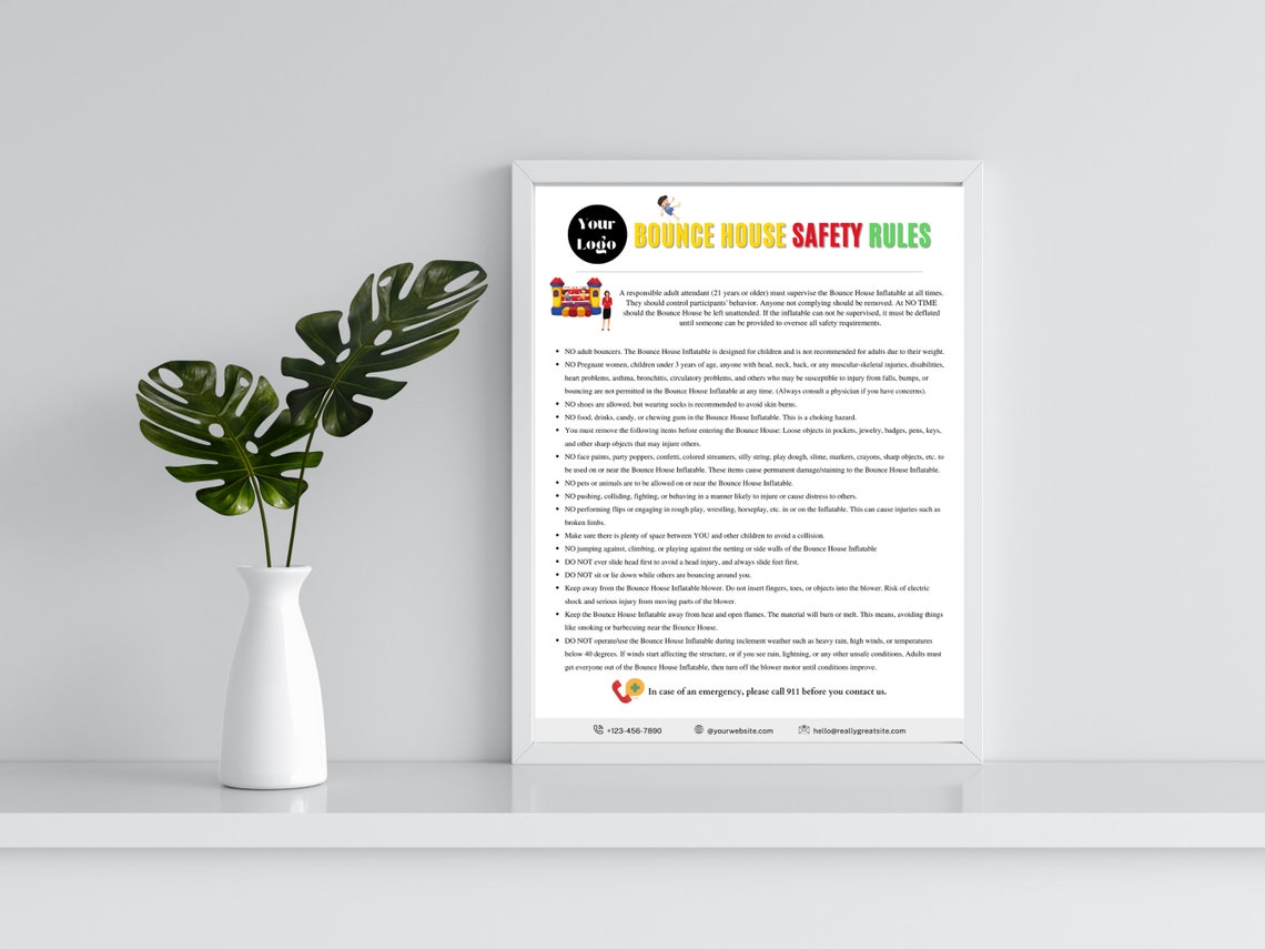 Bounce House Rules, Inflatable Safety Rules, Bounce House Safety Rules