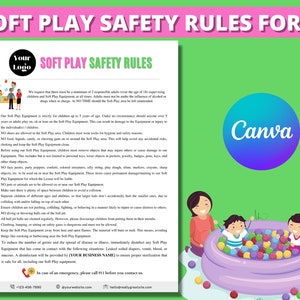 Soft Play Rules Sign, Soft Play Equipment Safety Rules Sign, Soft Play Equipment Agreement, Canva, Personalize, Instant Download