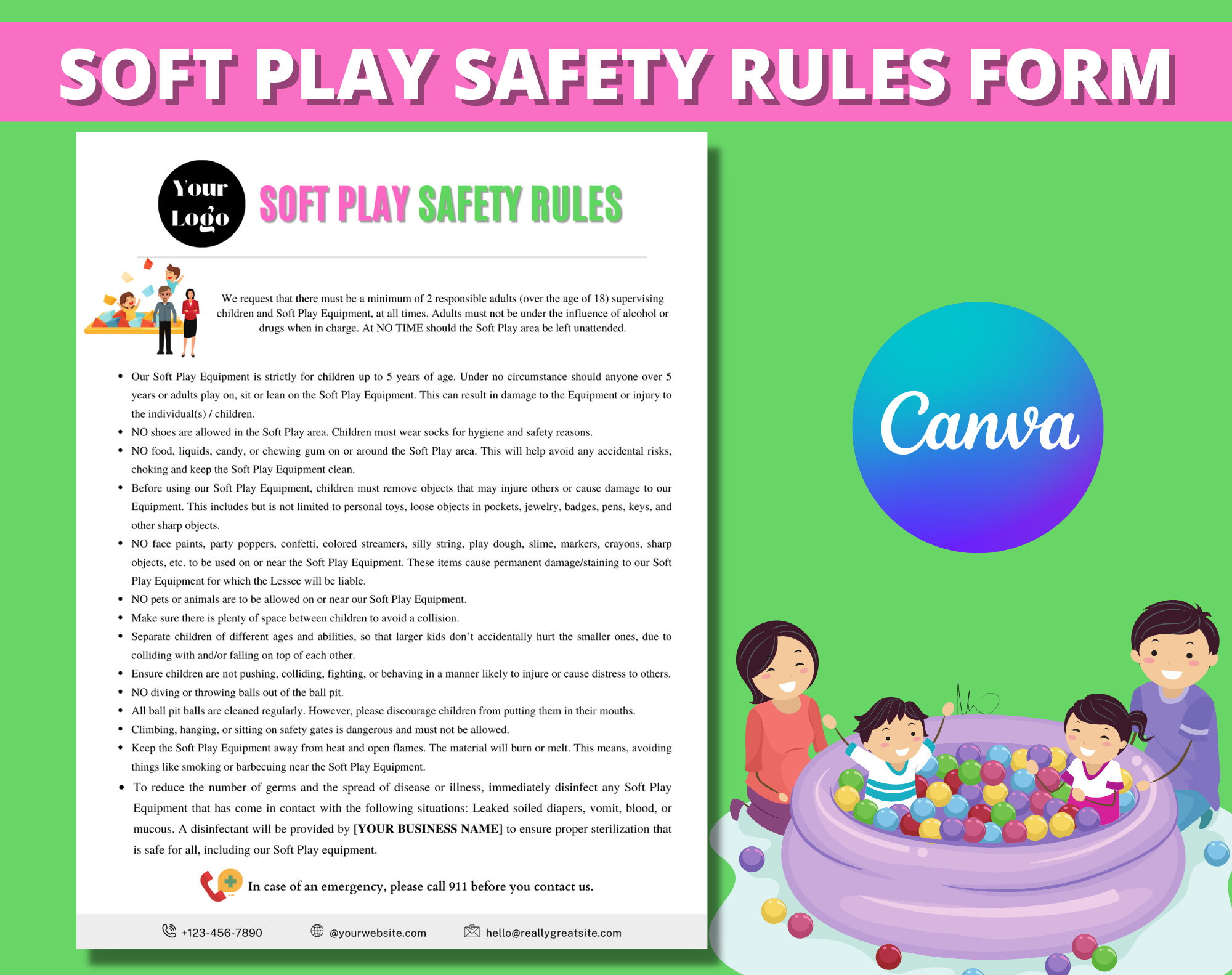 Soft Play Rules Sign, Soft Play Equipment Safety Rules Sign, Soft Play