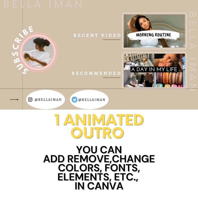Yellow Outro Custom Animated Youtube Intro and Outro, Youtube Template Canva ...
