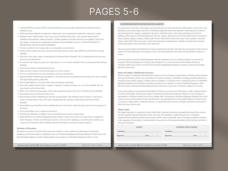 Inflatable Bounce House Rental Agreement Bounce House Rental Etsy