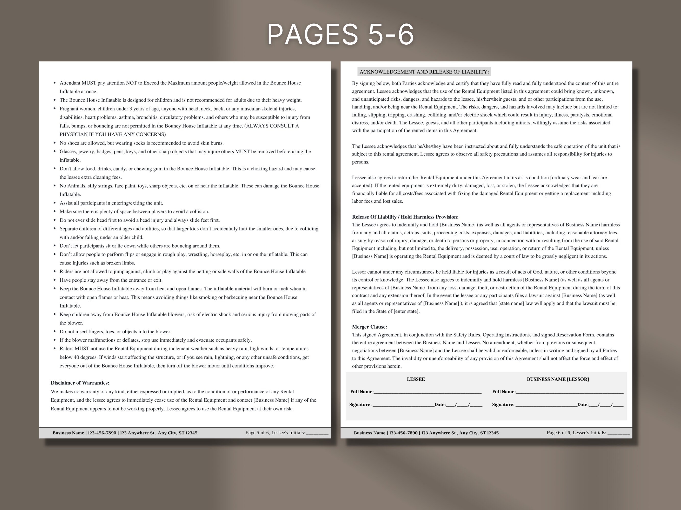 Inflatable Bounce House Rental Agreement Bounce House Rental Etsy