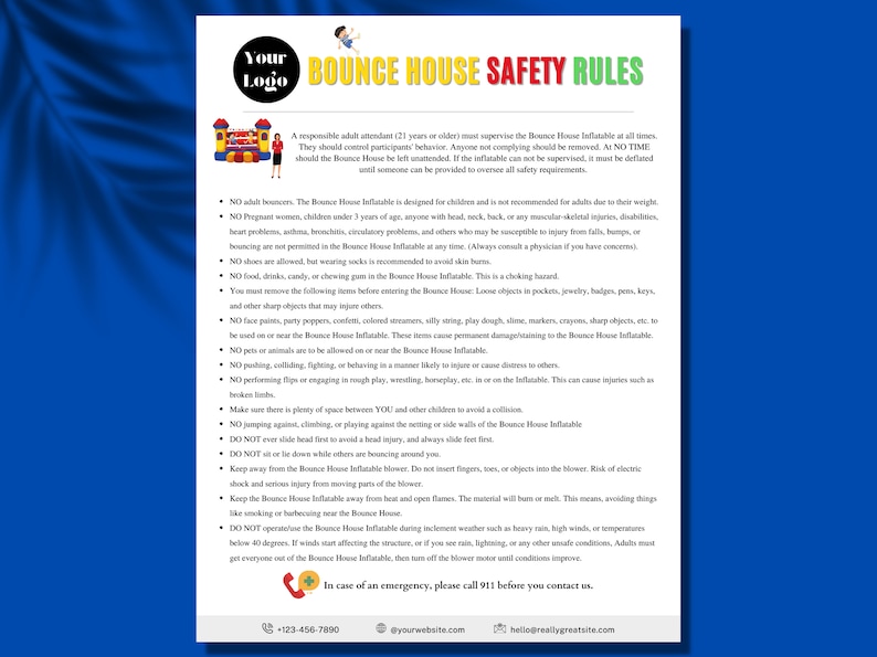 Bounce House Rules, Inflatable Safety Rules, Bounce House Safety Rules