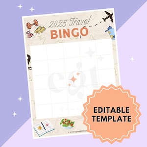 Reisbingokaart 2025 | Visiebord | Doelplanning | Vision Board-feestje | Meisjesavond | Bingovisiebord | Teamdoelen | Reisplannen