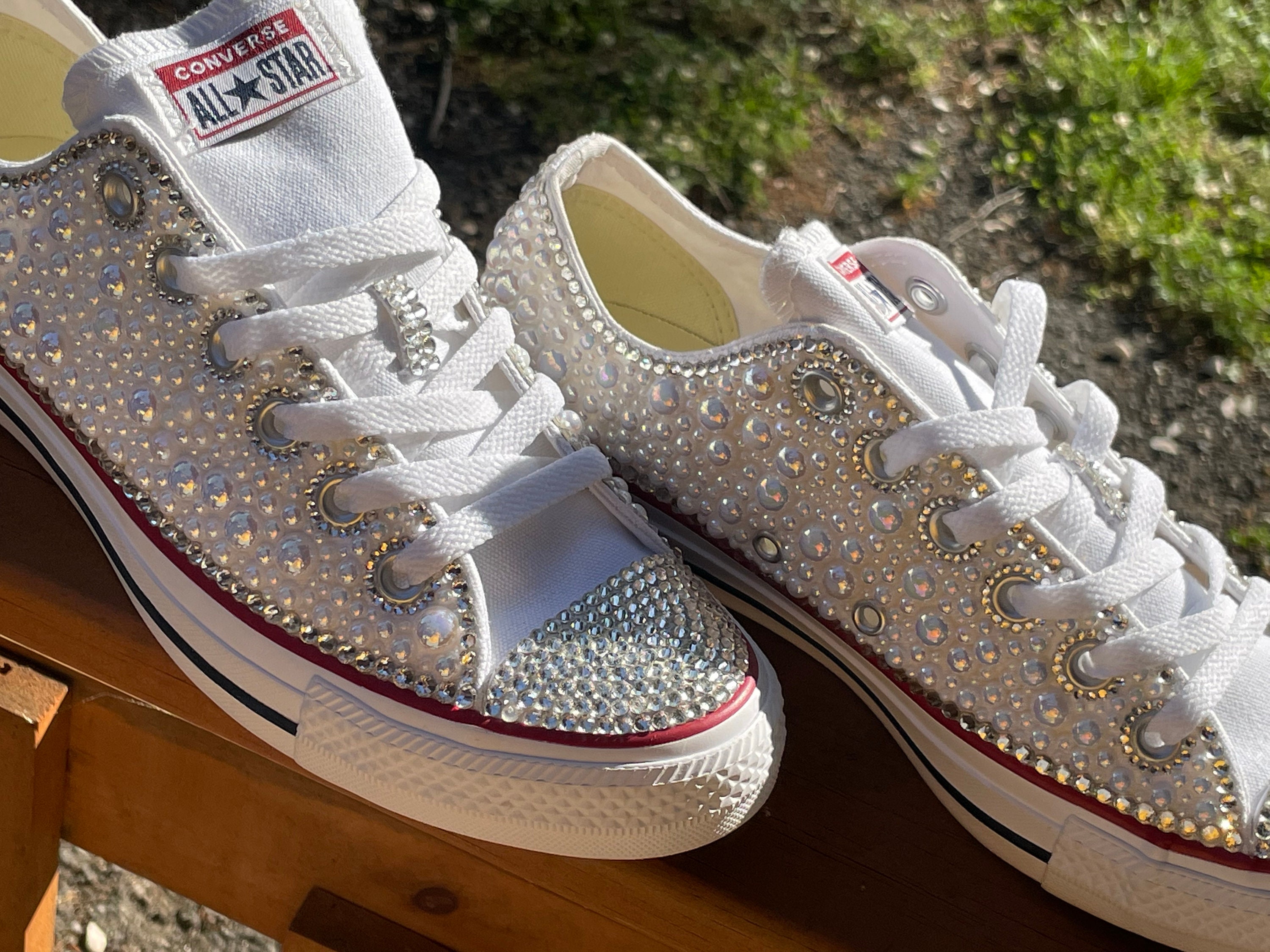 Adult Tennis Shoes With Pearl's and Rhinestones Bling 