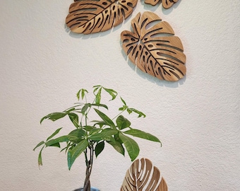 Boho Monstera Leaf Wall Decor, Real Wood, Made in USA, Multiple Sizes Available!