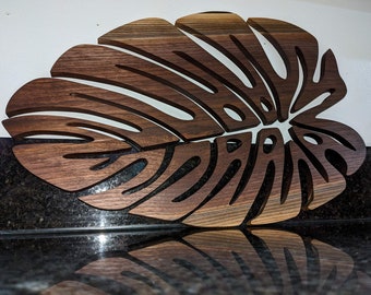Boho Monstera Leaf Wall Decor, Real Wood, Made in USA, Multiple Sizes Available!