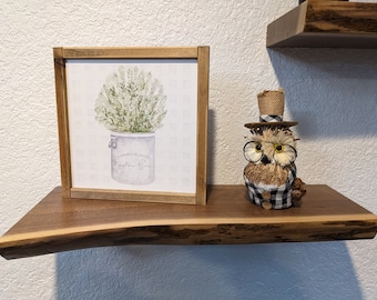 Rustic Live edge  modern natural wood rustic boho floating shelves, Free Shipping, Handmade in Iowa, USA, small family owned business